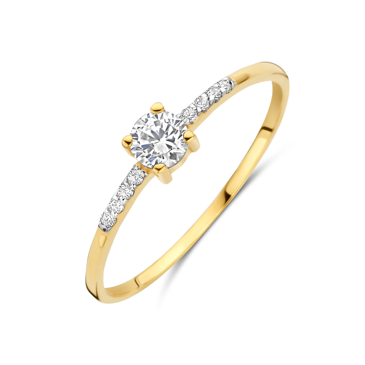 Damenring mit 9 Zirkonia Gold 585 58093
