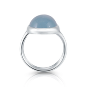 Sterlingsilber Ring mit wunderschönem Aquamarin Oval Cabochon Stein Top Qualität R-4436