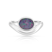Ring aus Sterlingsilber mit ovalem Opal in Qualität AA (6 x 8 mm) R-4593