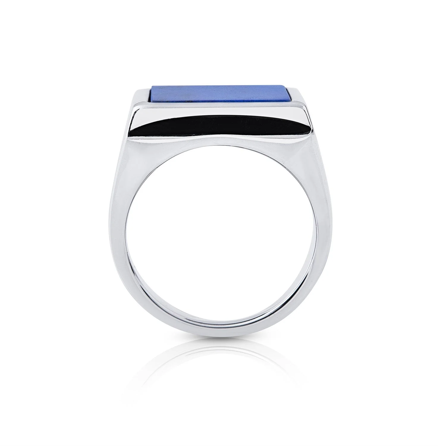 Sterlingsilber Siegelring, verziert mit einem Lapislazuli im Quadratschliff (15x15mm) R-4332-58