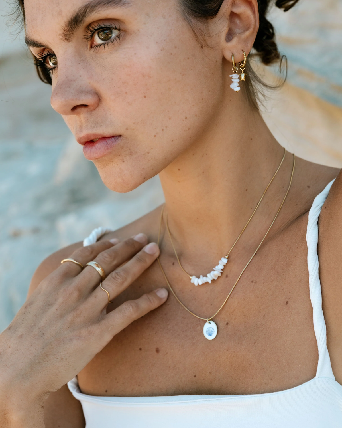 LUAMAYA Shell Relic Hoop Set Small