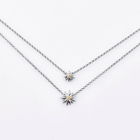 Doppelte Halskette aus Sterlingsilber mit zwei glänzenden Edelweißanhängern Bicolor NG-8027