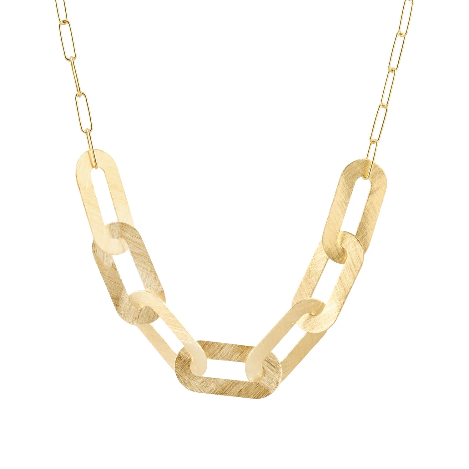 Halskette aus Sterlingsilber und Gelbgold, bestehend aus einer feinen Rolo-Kette aus ovalen Gliedern mit glänzender Oberfläche N-1512