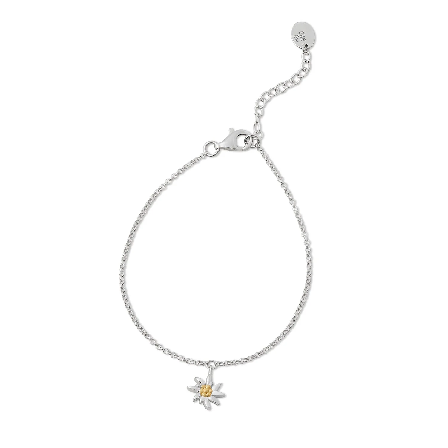 Sterlinsilber Bicolor-Armband mit Edelweiß Charm's BG-7011