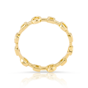 Ring aus Sterlingsilber Gelbgold plattiert mit abwechselnd quadratischen und runden Elementen RI-10064GP