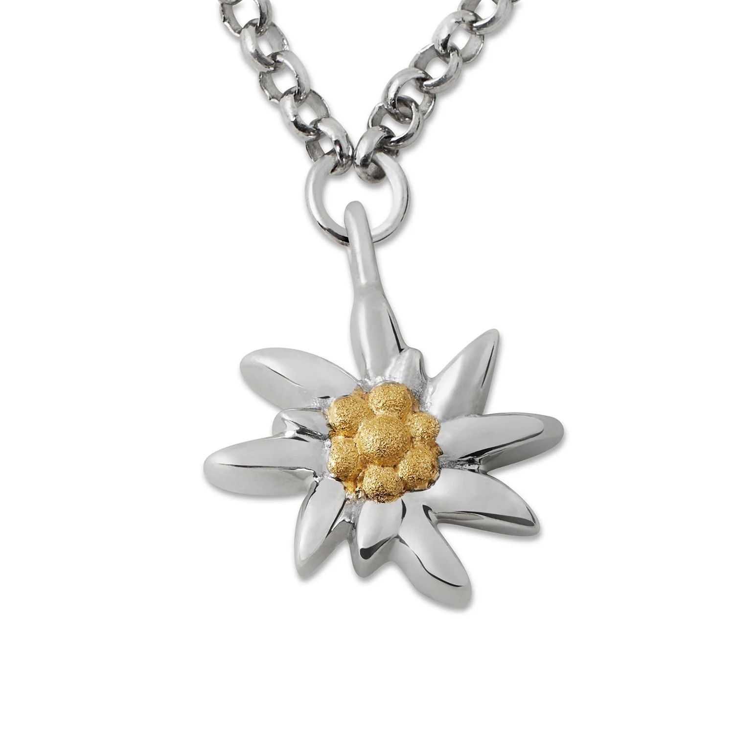 Sterlinsilber Bicolor-Armband mit Edelweiß Charm's BG-7011