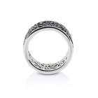 Breiter Ring aus Sterlingsilber mit Edelweiss Filigran Rhodium Schwarz R-8005