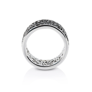 Breiter Ring aus Sterlingsilber mit Edelweiss Filigran Rhodium Schwarz R-8005