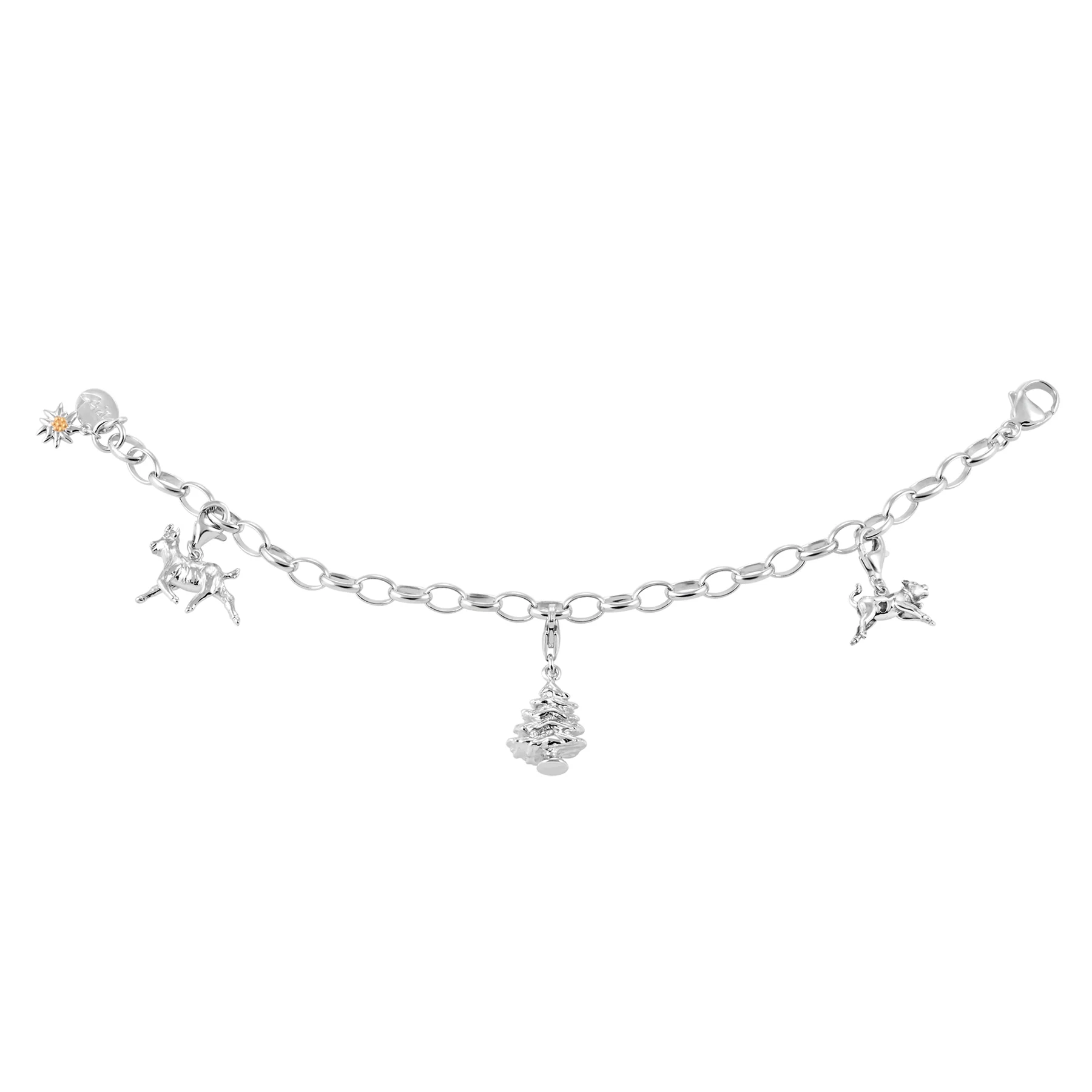 Charm Silber rhodiniert Swiss Edelweiss Tannenzapfen C-7035
