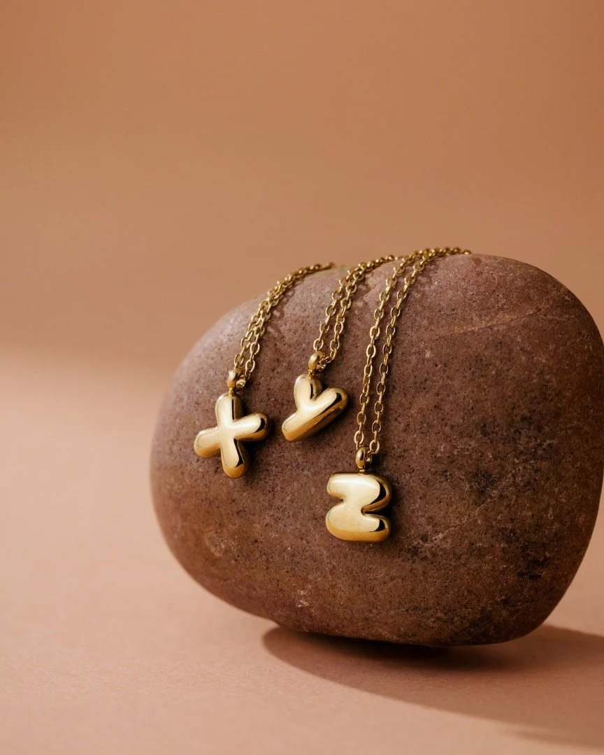 LUAMAYA Bubble Letter Necklace Gold ABC