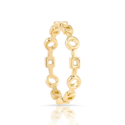 Ring aus Sterlingsilber Gelbgold plattiert mit abwechselnd quadratischen und runden Elementen RI-10064GP