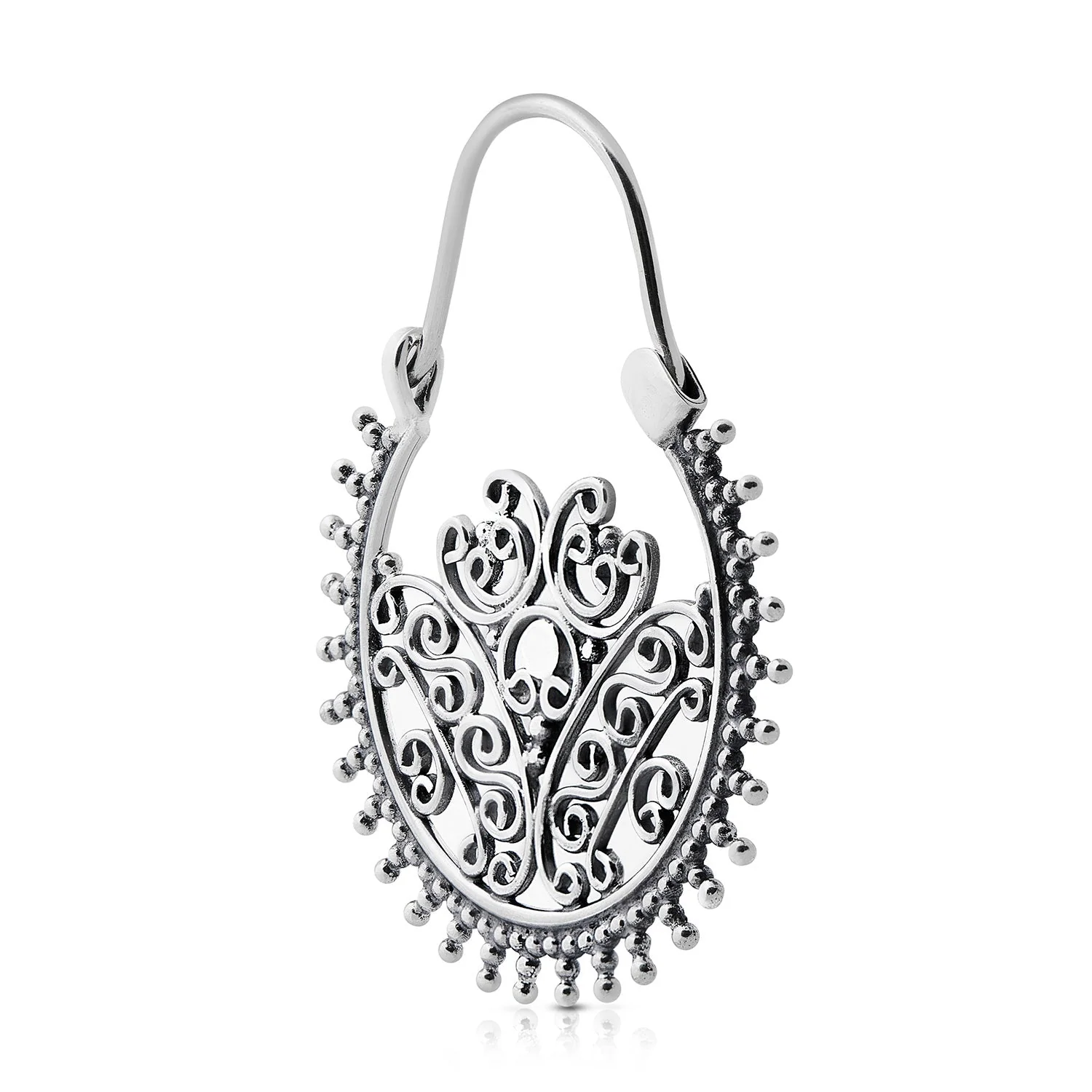 Ohrringe aus Sterlingsilber im Hindu-Stil mit einem Hauch von Oxidation E-2447