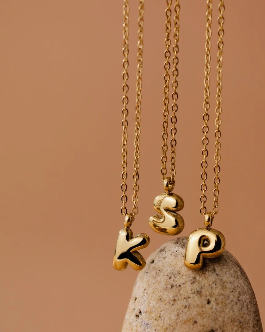 LUAMAYA Bubble Letter Necklace Gold ABC