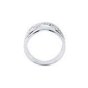 Ring aus Sterlingsilber im zeitgenössischen geometrischen Stil, der von Zirkonia-Pavé begleitet wird 20-1009