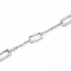 Sterlingsilber Armband aus einer doppelten Kette aus ovalen Rola-Gliedern mit drei rechteckigen Elementen mit einer Mischung aus glänzenden und gebürsteten Silber-Oberfläche B-1438