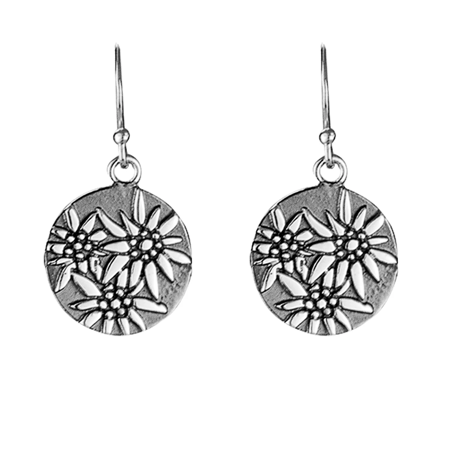 Sterlingsilber Ohrring mit flaches Profil Edelweiss Motiv E-7006