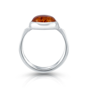 Sterlingsilber Ring mit wunderschönem Bernstein Oval Cabochon R-4437
