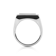 Sterlingsilber Siegelring, verziert mit einem Onyx R-4331-M