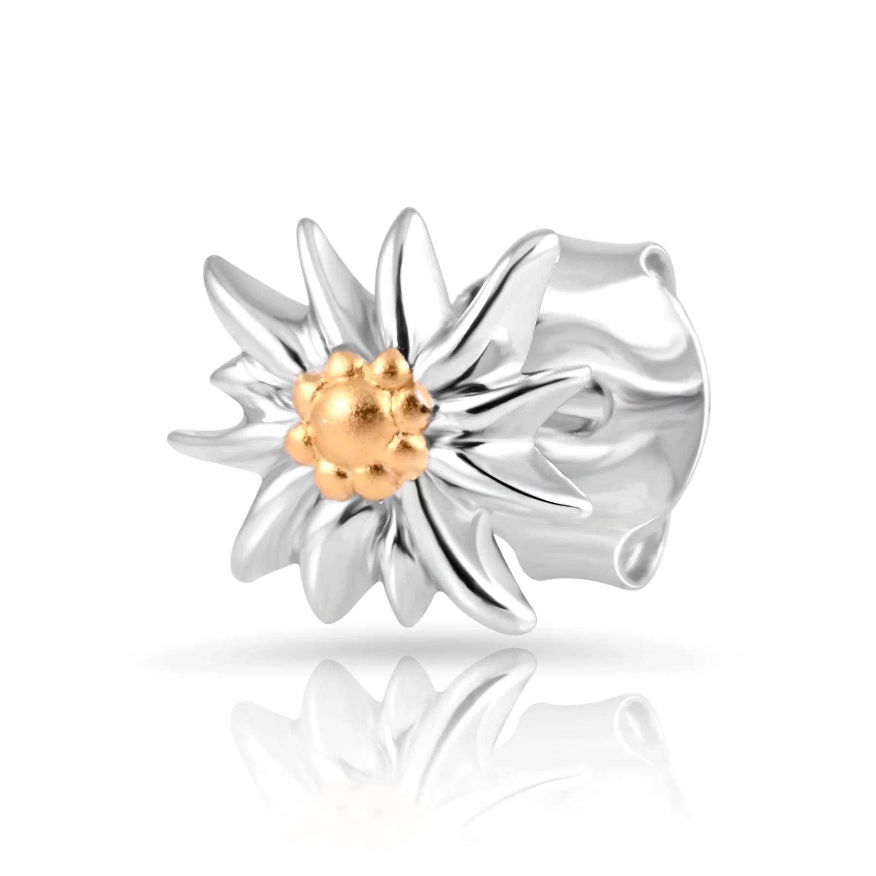 Set aus Edelweiss Halskette und Ohrringe aus glänzendem Bicolor Silber S-8101