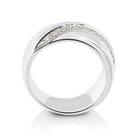 Breiter Ring aus Sterlingsilber mit einer Reihe 3 mm großer, weißer Zirkonia 20-1033