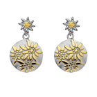 Set aus Halskette und Ohrringen aus Bicolor Sterlingsilber mit Edelweiss Motiv S-7003