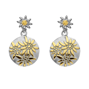 Set aus Halskette und Ohrringen aus Bicolor Sterlingsilber mit Edelweiss Motiv S-7003