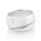 Breiter Ring aus Sterlingsilber mit einer Reihe 3 mm großer, weißer Zirkonia 20-1033