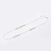 Halskette aus vergoldetem Sterlingsilber mit einer Kette, die aus mehreren ovalen, glänzenden und polierten Ringen unterschiedlicher Größe besteht NG-1490