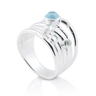 Ring aus Sterlingsilber mit 3mm und 6mm großen blauen Topasen auf mehreren Ringen RI-10121A