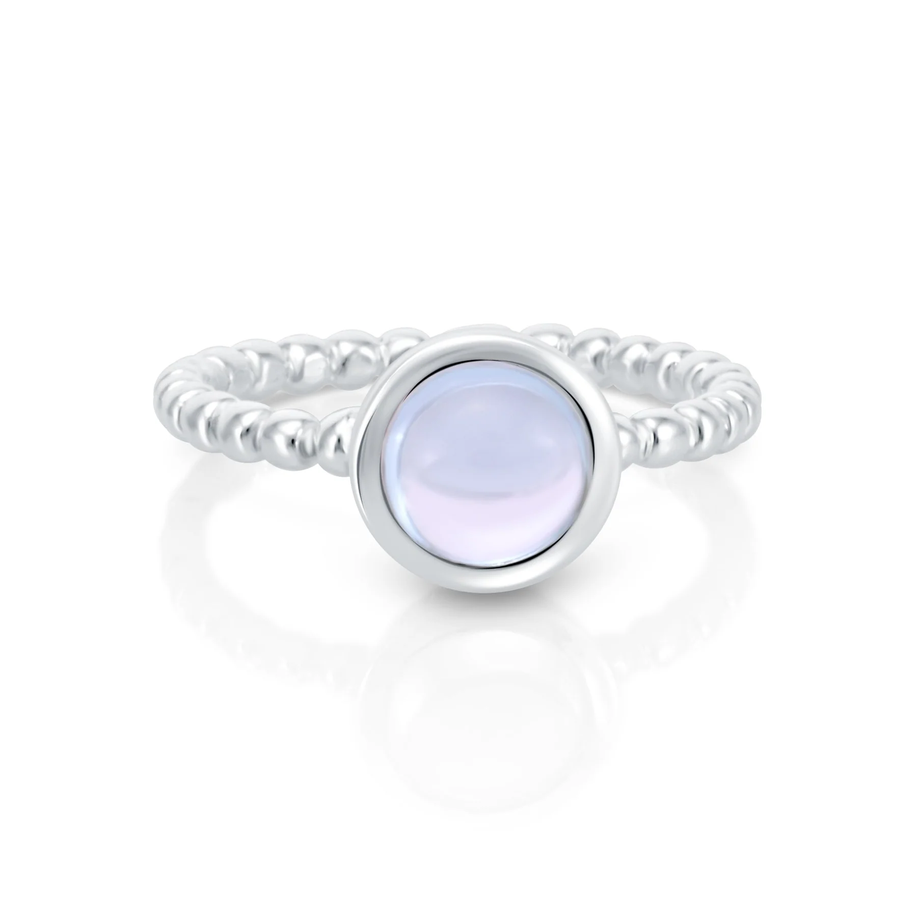 Sterlingsilberring mit rundem himmelblauer Topas-Cabochon RI-10117A-50