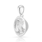Anhänger aus rhodiniertem Sterlingsilber mit Öse und facettiertem Quarzkristallstein SR-734