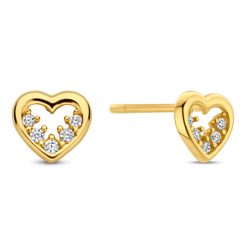 Ohrstecker Herz mit 10 Zirkonia Gold 585 57740