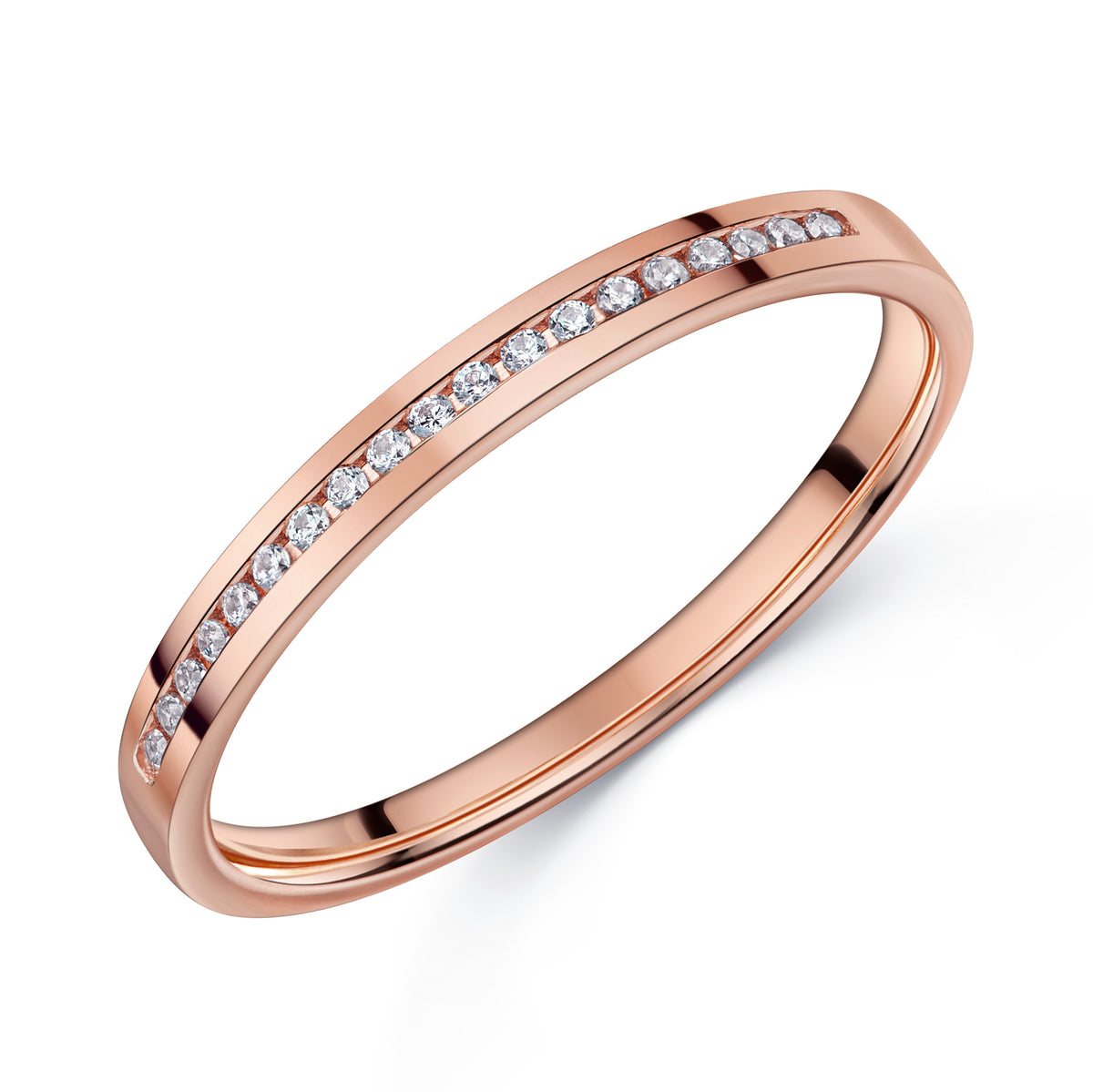 Lovebird Memory Ring mit 17 Zirkonia Roségold 333 LB330