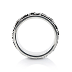 Ring aus Sterlingsilber mit glänzenden Mustern im Ethno-Stil, die im Kontrast zum oxidierten Teil stehen R-4403