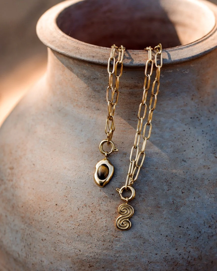 LUAMAYA Tiger's Eye Oval Links Necklace