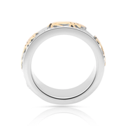 Bicolor Ring aus Sterlingsilber mit Alphorn, Kühen, Edelweiß und Tannenbäumen RG-7024-48