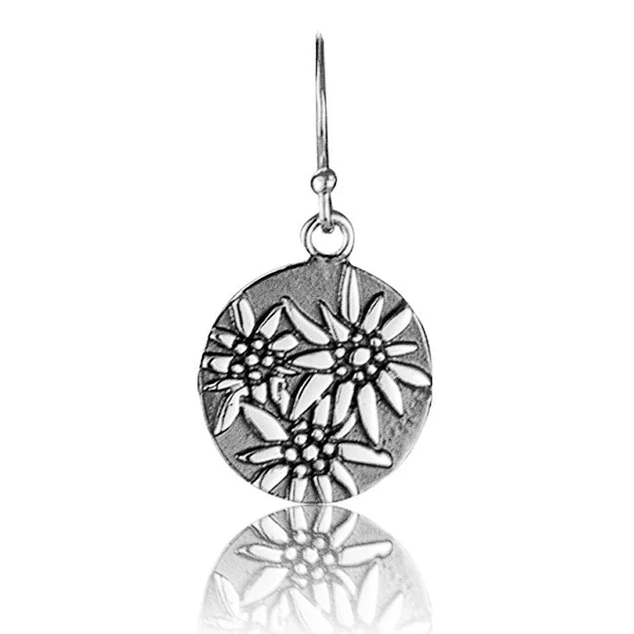Sterlingsilber Ohrring mit flaches Profil Edelweiss Motiv E-7006