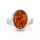 Sterlingsilber Ring mit wunderschönem Bernstein Oval Cabochon R-4437