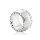 Ring aus massivem Sterlingsilber, gebürstet und poliert, mit runden weißen Zirkonen von 2 mm R-3488