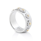 Ring aus Sterlingsilber mit Bicolor Edelweißen auf flachem Profil, Satin-Finish RG-8000