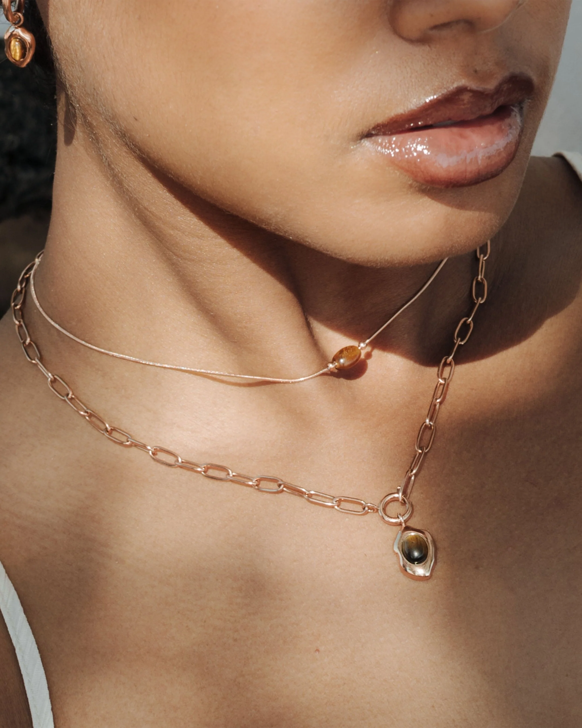 LUAMAYA Tiger's Eye Oval Links Necklace