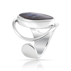 Sterlingsilber Ring mit wunderschönem Aquamarin Oval Cabochon Stein Top Qualität R-4584