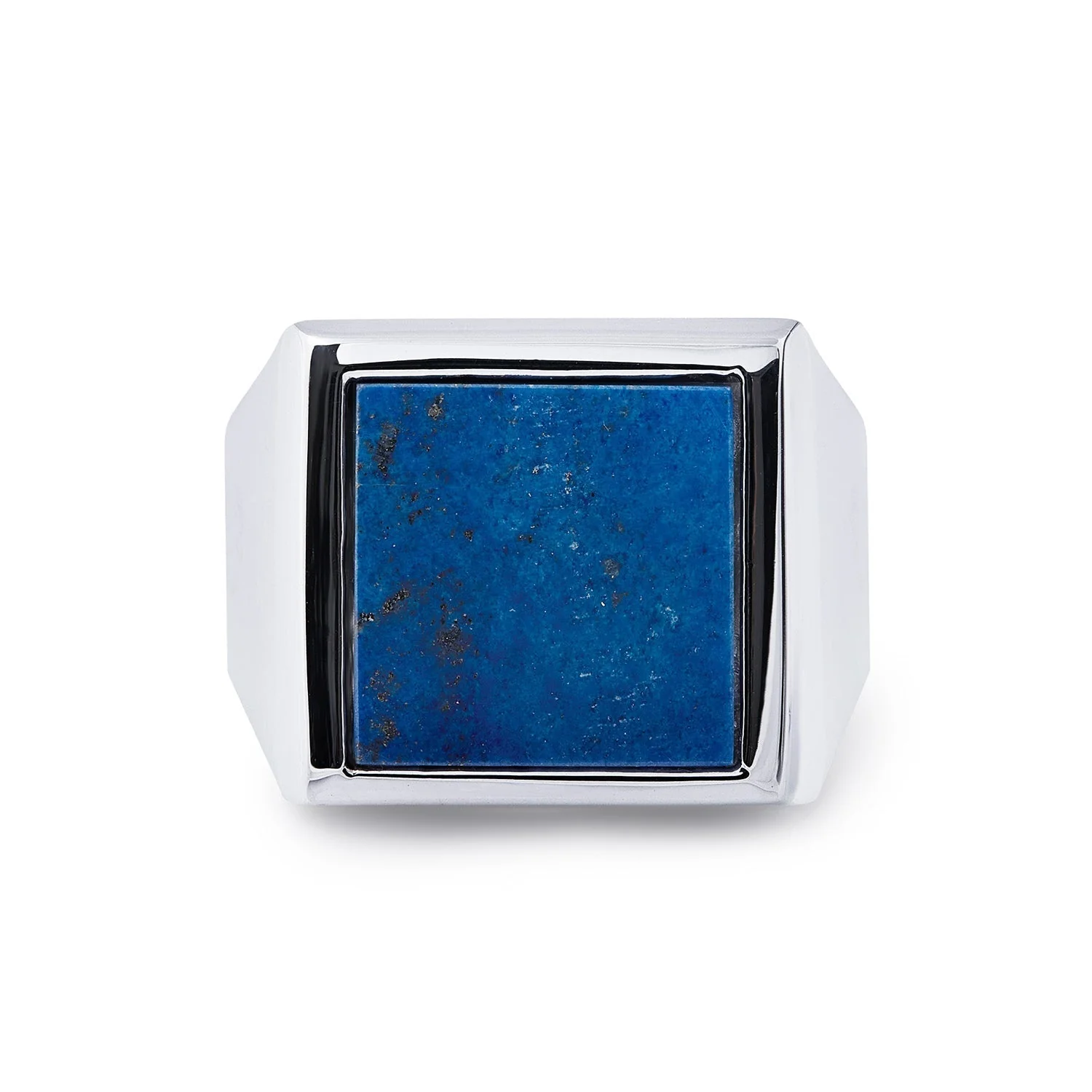 Sterlingsilber Siegelring, verziert mit einem Lapislazuli im Quadratschliff (15x15mm) R-4332-58