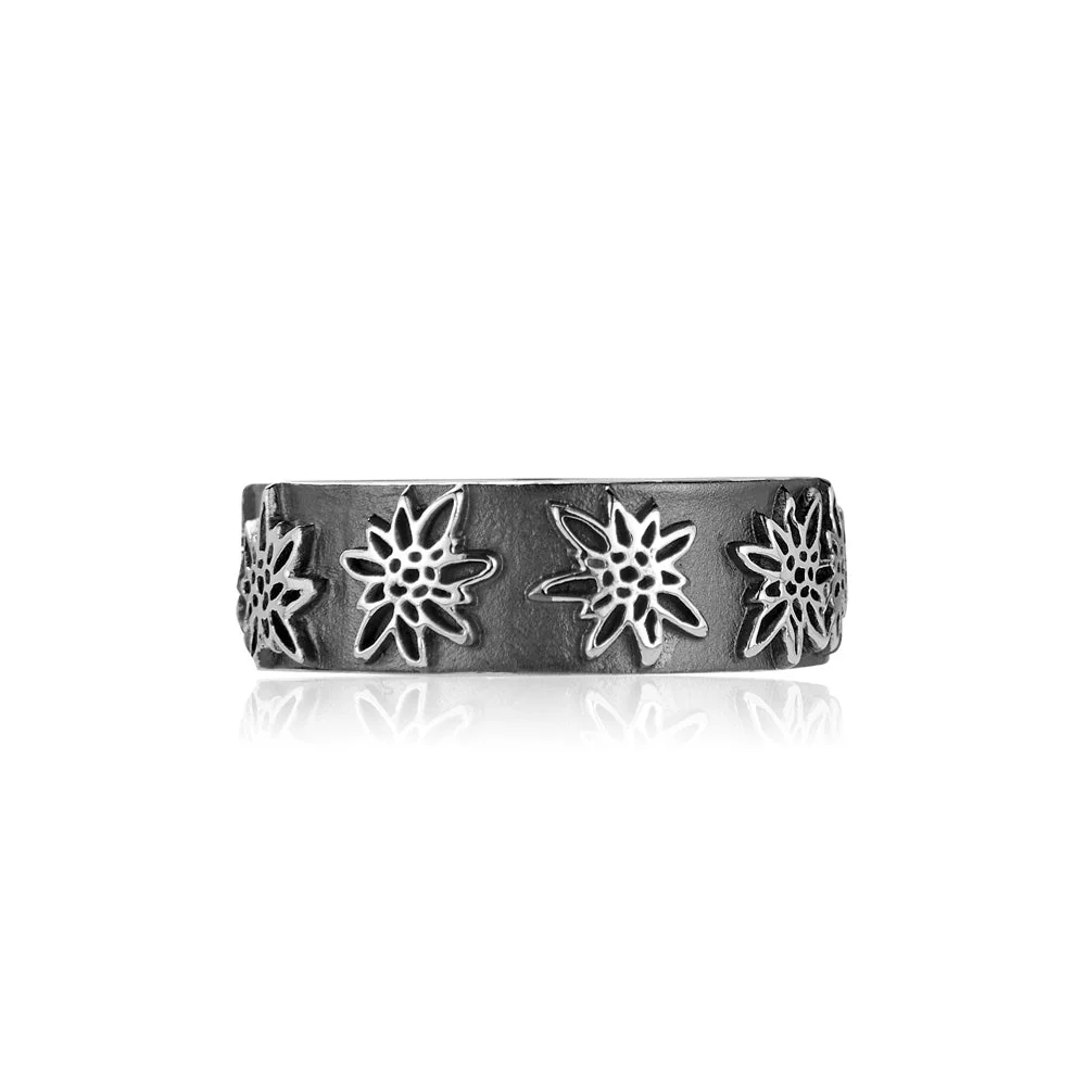 Sterlingsilber Ring mit einem Strauss Edelweiss R-7010-1