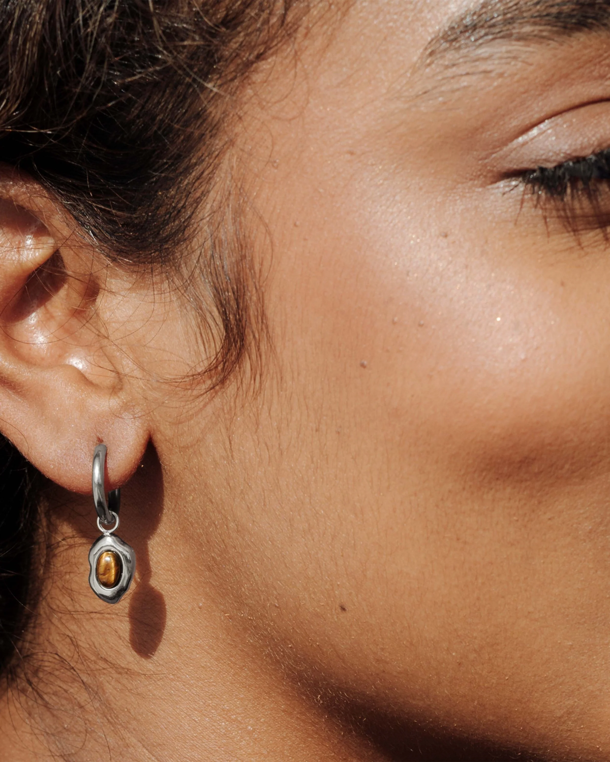 LUAMAYA Tiger's Eye Hoop Set Small