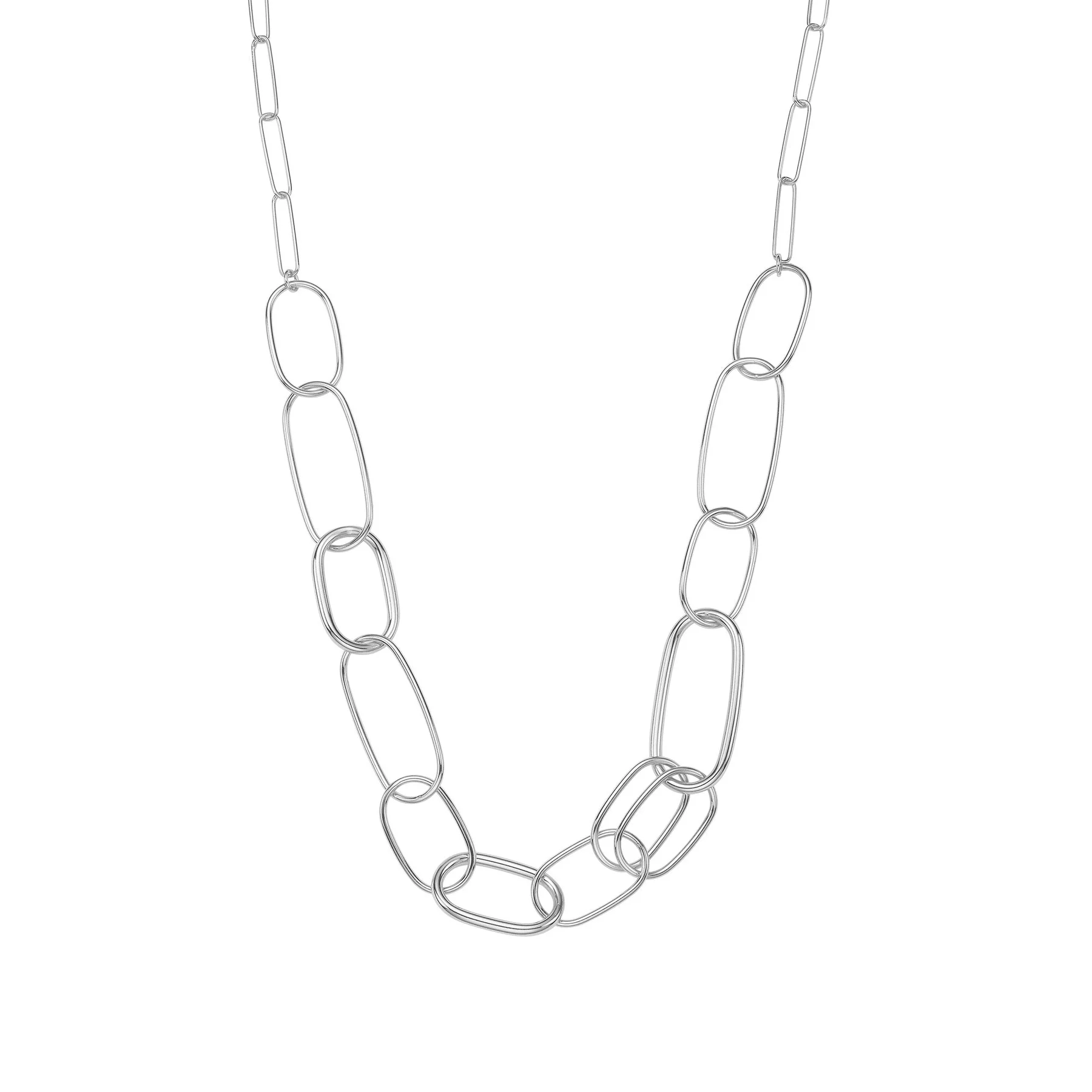 Halskette aus platiniertem Sterlingsilber in Form einer Büroklammer N-1446
