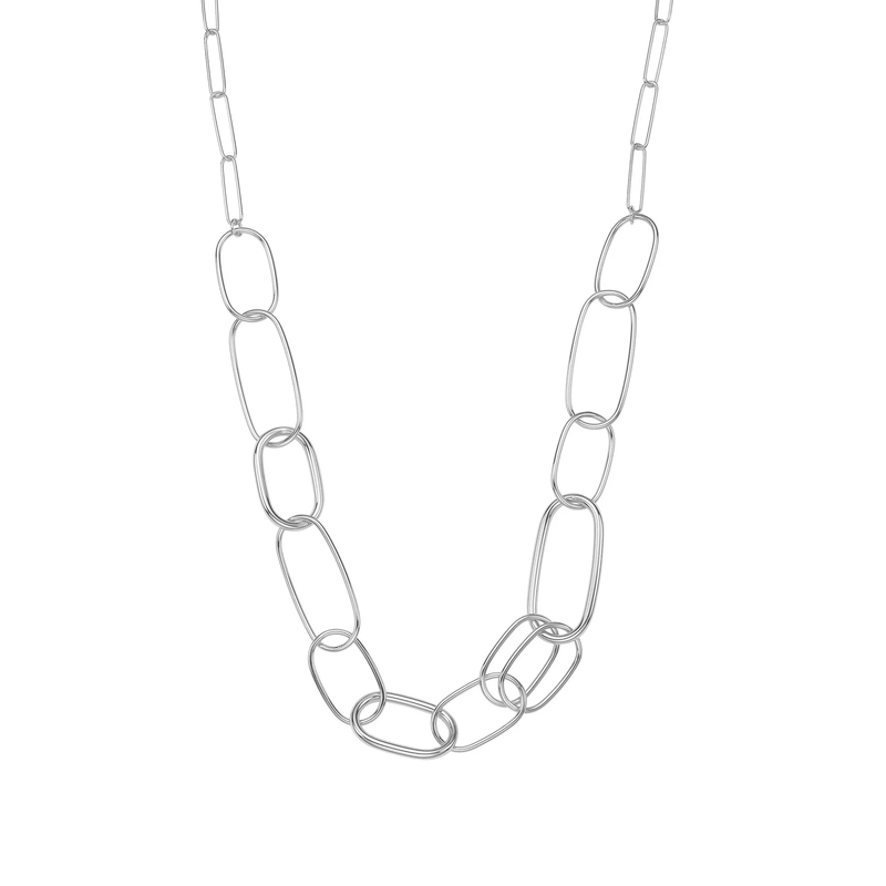 Halskette aus platiniertem Sterlingsilber in Form einer Büroklammer N-1446
