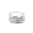 Ring aus Sterlingsilber mit ineinander verschlungenen Silberfäden, besetzt mit einem Zirkonia-Streifen und mit einem Hauch von Oxidation 20-1010