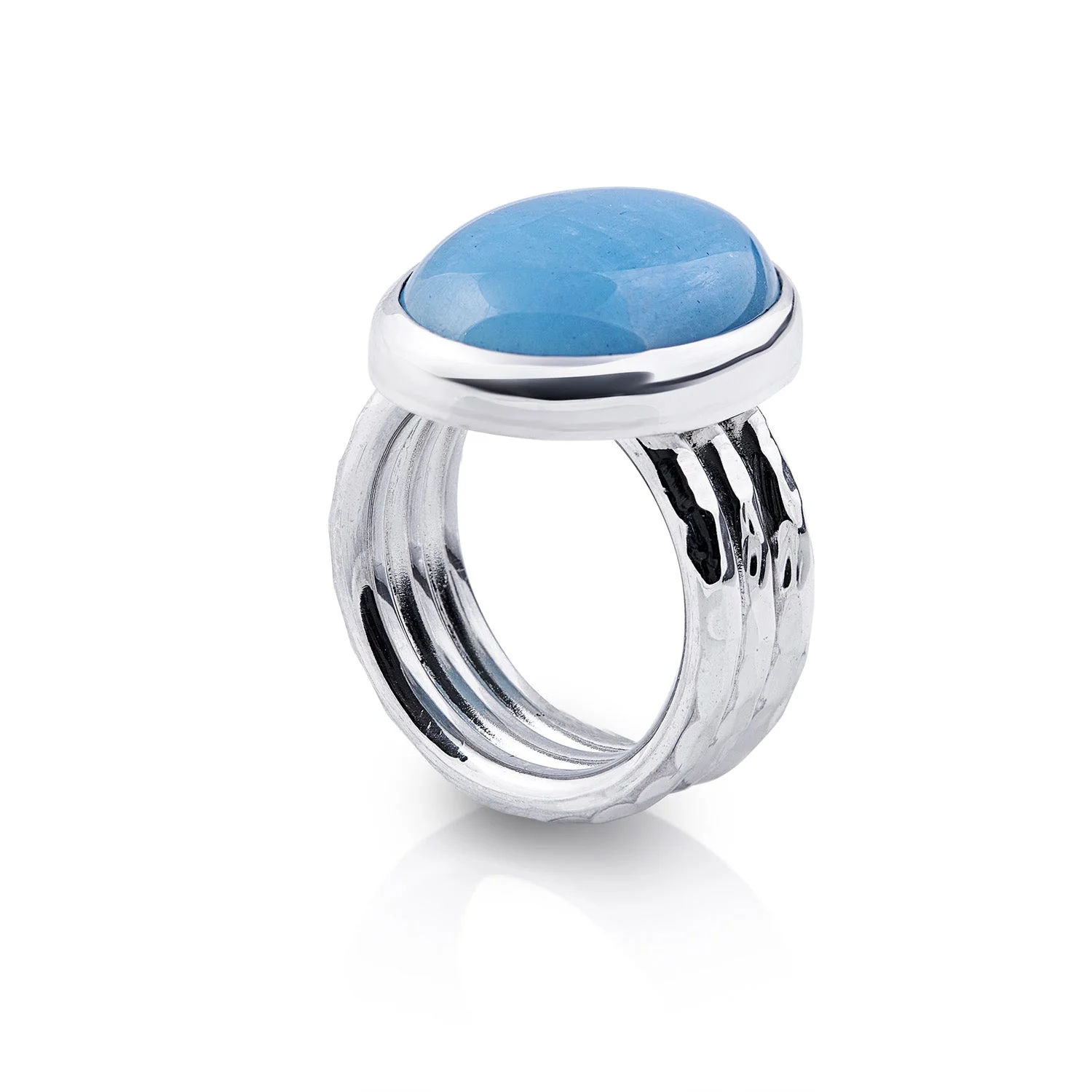 Ring aus Sterlingsilber mit wunderschönem oval Aquamarin (14x19mm) R-4334-52