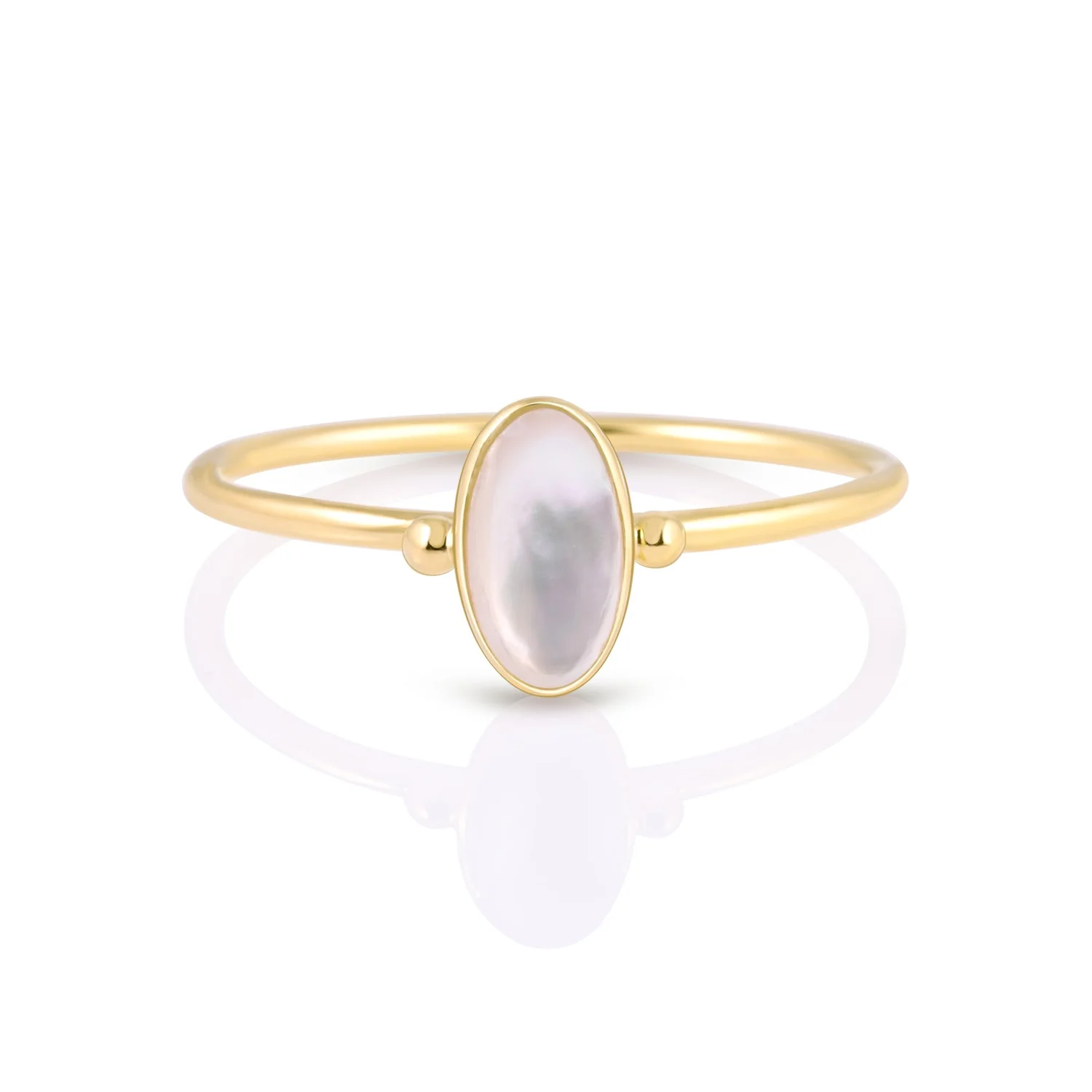 Ring aus Sterlingsilber mit ovalem vertikalem Perlmutt Cabochon RI-10110GP-59